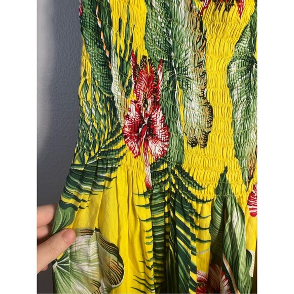 Indocraft Collection XL Yellow Short Sleeve Hawaiian Maxi Dress NEW with tags - Picture 2 of 4